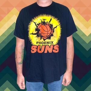 Phoenix Suns Basketball Dunk Blazing Sun Mens Black T Shirt Size 2Xl